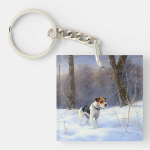 Porte-clefs Russell Terrier Laisser neiger Noël