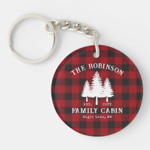 Porte-clefs Rustic Country Family Cabine Tree Red Buffalo Plai