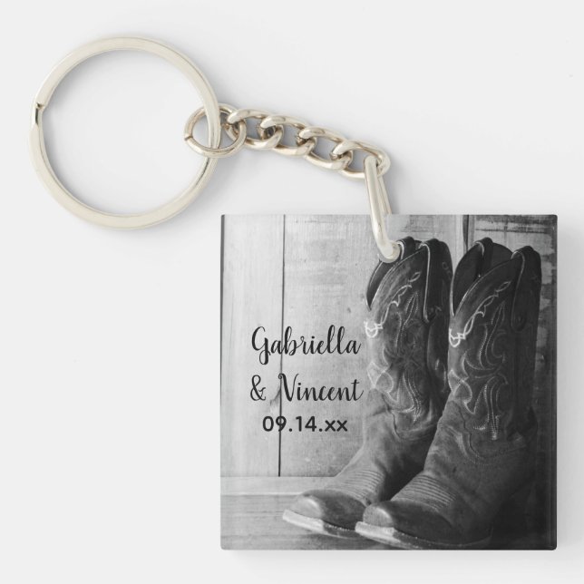 Porte-clefs Rustic Cowboy Boots Country Western Wedding (Devant)