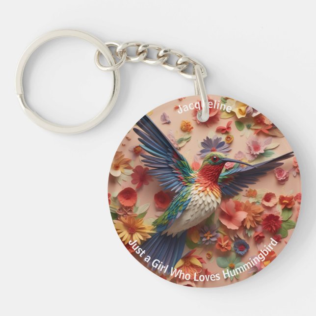 Porte-clefs Rustic Elegant Funny Hummingbird Nom personnalisé (Devant)