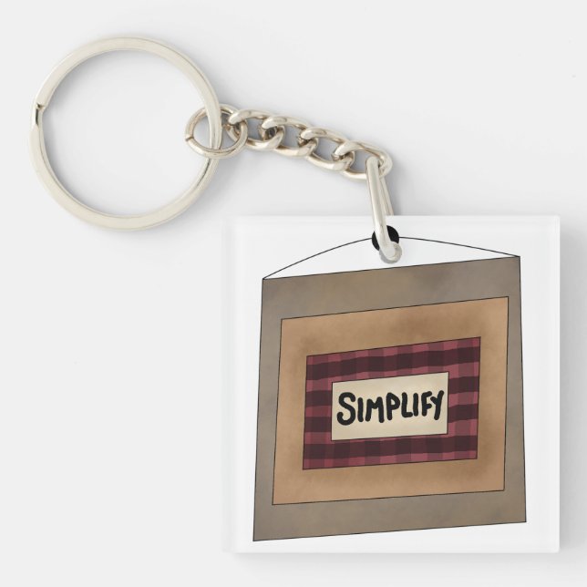 Porte-clefs Rustic Minimalist Simplify Word Art Sign (Devant)