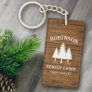 Porte-clefs Rustique Famille Cabine Pine Arbres Bois Planche 2