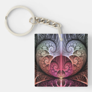 Porte-clefs Rythme cardiaque, art fractal de fantaisie surréal