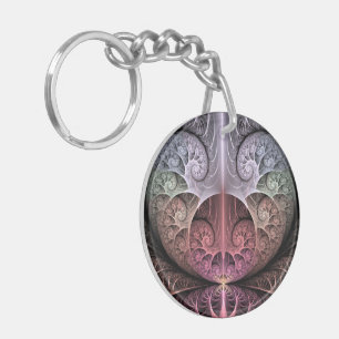 Porte-clefs Rythme cardiaque, art fractal de fantaisie surréal