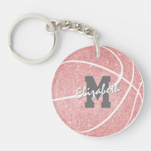 Porte-clefs sac de basket-ball rose