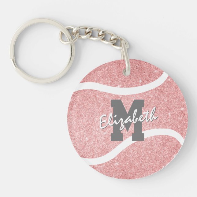 Porte-clefs sac de tennis monogrammed rose (Devant)