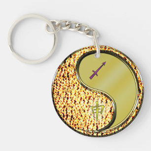 Porte-clefs Sagittaire et singe métallique