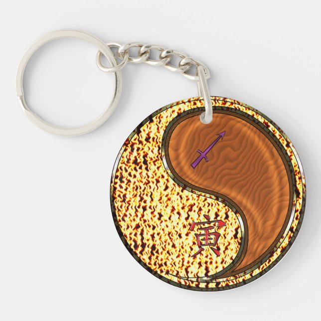 Porte-clefs Sagittaire et tigre de bois (Devant)
