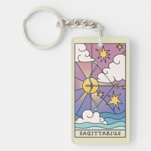 Porte-clefs Sagittarius signe Zodiac Art Abstrait Vintage
