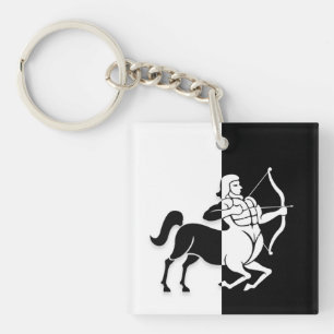 Porte-clefs Sagittarius SIGNE Zodiaque, Porte - clé noir et bl