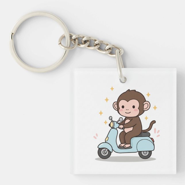 Porte-clefs Said a monkey driving a scooter. (Devant)