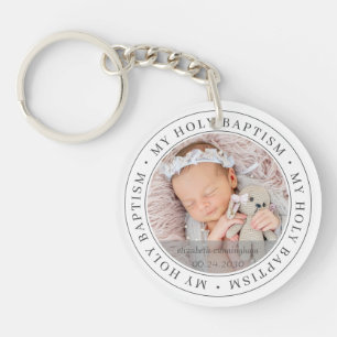 Porte-clefs Saint-Baptême Cadre simple Photo personnalisée m