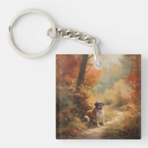 Porte-clefs Saint Bernard en automne Feuilles Automne automne 