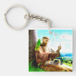 Porte-clefs Saint François et les sermons prêchent aux oiseaux