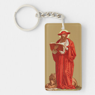Porte-clefs Saint Jérôme, cardinal avec Lion (P 004)