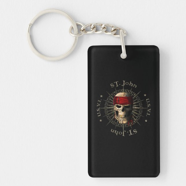 Porte-clefs Saint-John USVI Pirate Skull (Devant)