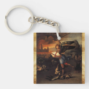 Porte-clefs Saint Michael et le Parchemin de prière du dragon