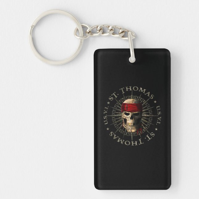 Porte-clefs Saint Thomas USVI Pirate Skull (Devant)