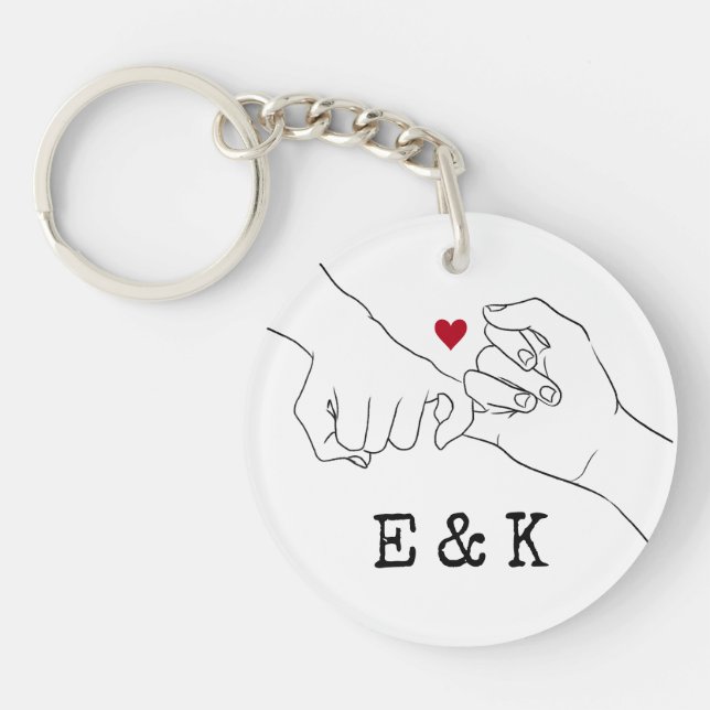 Porte-clefs Saint Valentin Cadeau Pinky Promise Photo Couple (Devant)