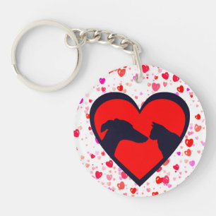 Porte-clefs Saint-Valentin Chien & Chat