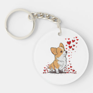 Porte-clefs Saint-Valentin Chien Mignon Corgi Fête de la Saint
