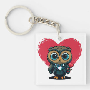 Porte-clefs Saint Valentin Romance avec la salle Adorable Owl