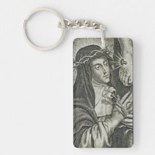 Porte-clefs Sainte Catherine de Sienne Crucifixion Art Noir Fo