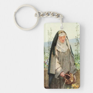 Porte-clefs Sainte Claire d'Assise Arrosant des Fleurs (M 065)