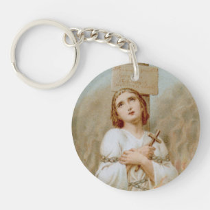 Porte-clefs Sainte Jeanne d'Arc brûlant sur le bûcher (BF 01)