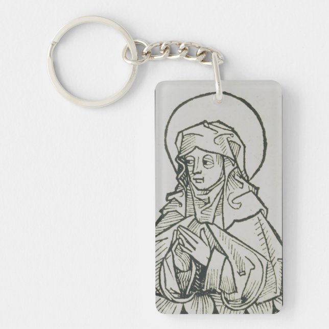 Porte-clefs Sainte Monique Ligne d'Art Médiéval Minimaliste (Devant)