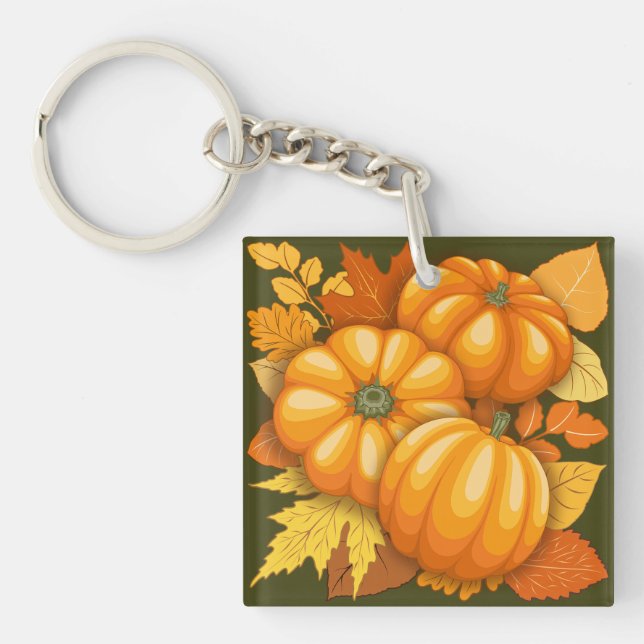 Porte-clefs Saison d'automne Halloween Citrouille Motif (Devant)