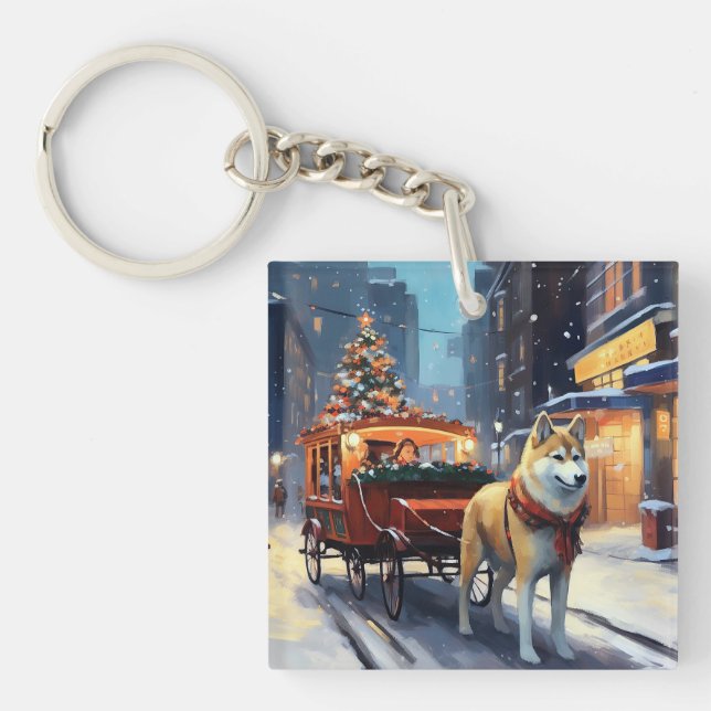 Porte-clefs Saison de Noël Akita (Devant)