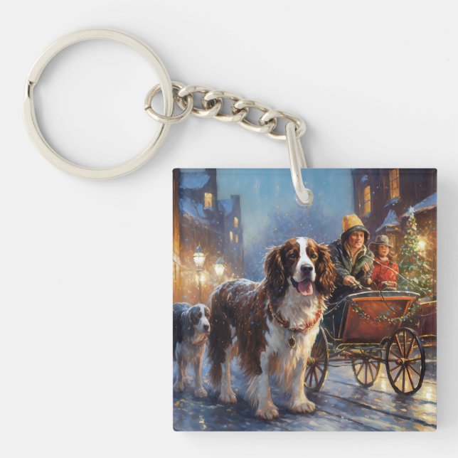 Porte-clefs Saison de Noël de l'espagnol Springer anglais (Devant)
