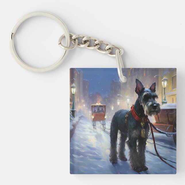 Porte-clefs Saison de Noël des Schnauzer miniatures (Devant)