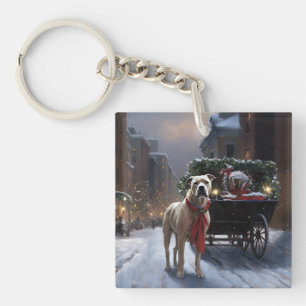 Porte-clefs Saison de Noël du American Staffordshire