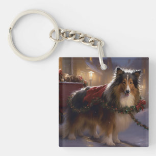 Porte-clefs Saison de Noël du Shetland Sheepdog