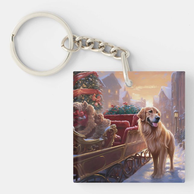 Porte-clefs Saison de Noël Golden Retriever (Devant)