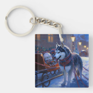 Porte-clefs Saison de Noël Sibérienne Husky