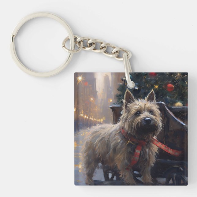 Porte-clefs Saison Festive de Noël à Cairn Terrier (Devant)