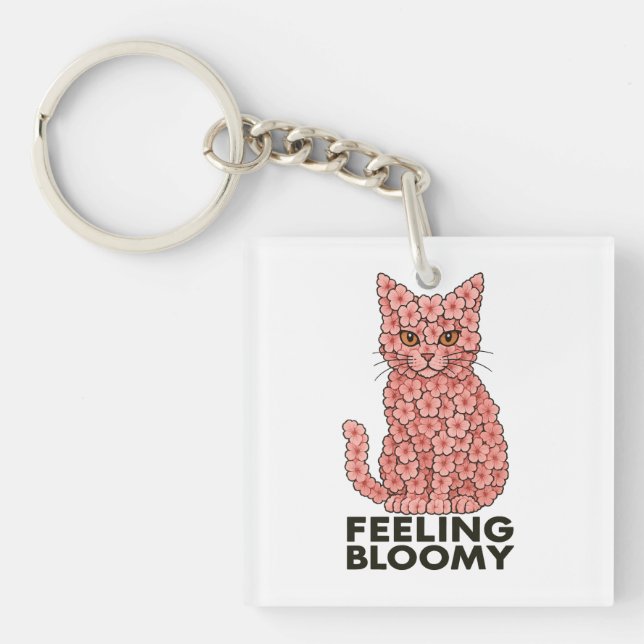 Porte-clefs Sakura Fleurs Chat Sentiment de Bloomie (Devant)