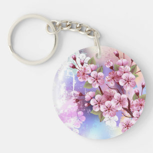 Porte-clefs Sakura rose sur la peinture Arrière - plan