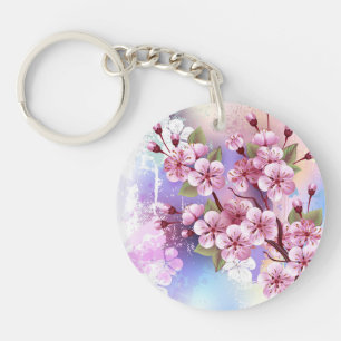 Porte-clefs Sakura rose sur la peinture Arrière - plan
