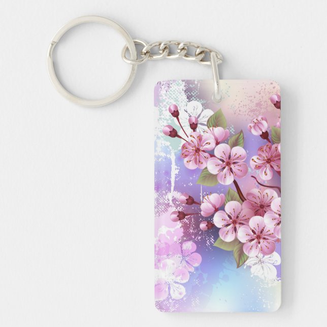 Porte-clefs Sakura rose sur la peinture Arrière - plan (Devant)