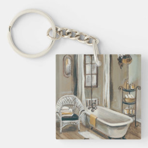 Porte-clefs Salle de bains française avec la baignoire