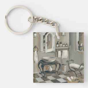 Porte-clefs Salle de bains française carrelée noire et blanc