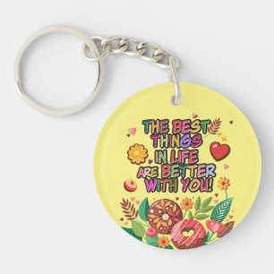Porte-clefs Salle de classe Saint-Valentin Boho Donuts et fleu