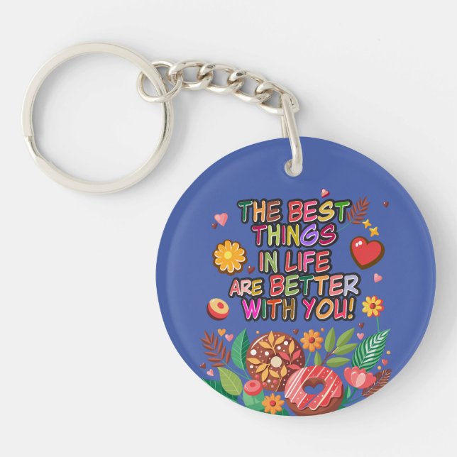 Porte-clefs Salle de classe Saint-Valentin Boho Donuts et fleu (Devant)