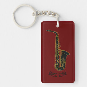 Porte-clefs Salle de musique saxophone(personnalisable)