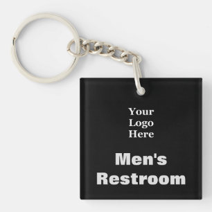 Porte-clefs Salle de toilettes pour hommes Noir votre logo ici