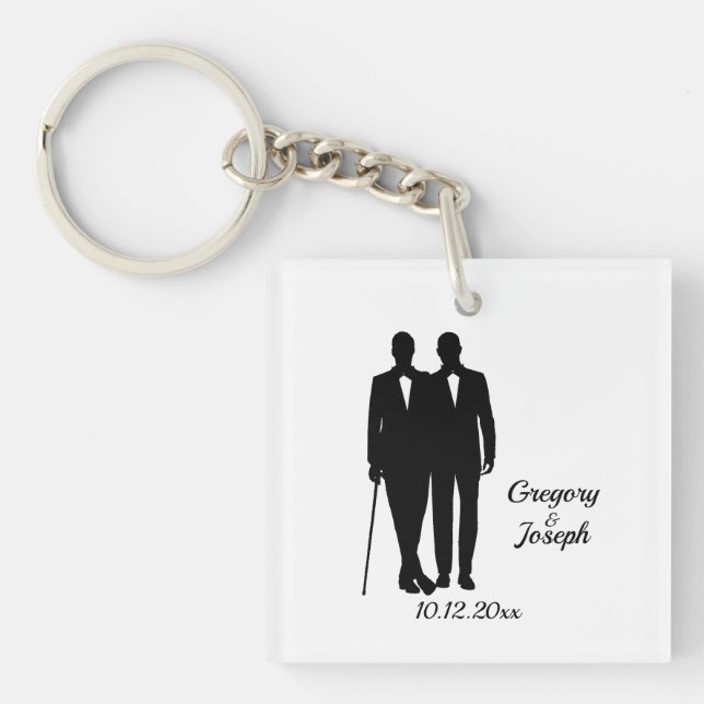 Porte-clefs Salles de Mariage gay avec nom et date (Devant)